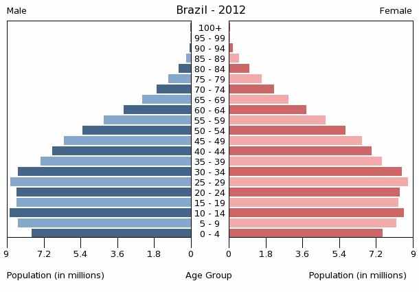 Populační pyramida obyvatel Brazílie